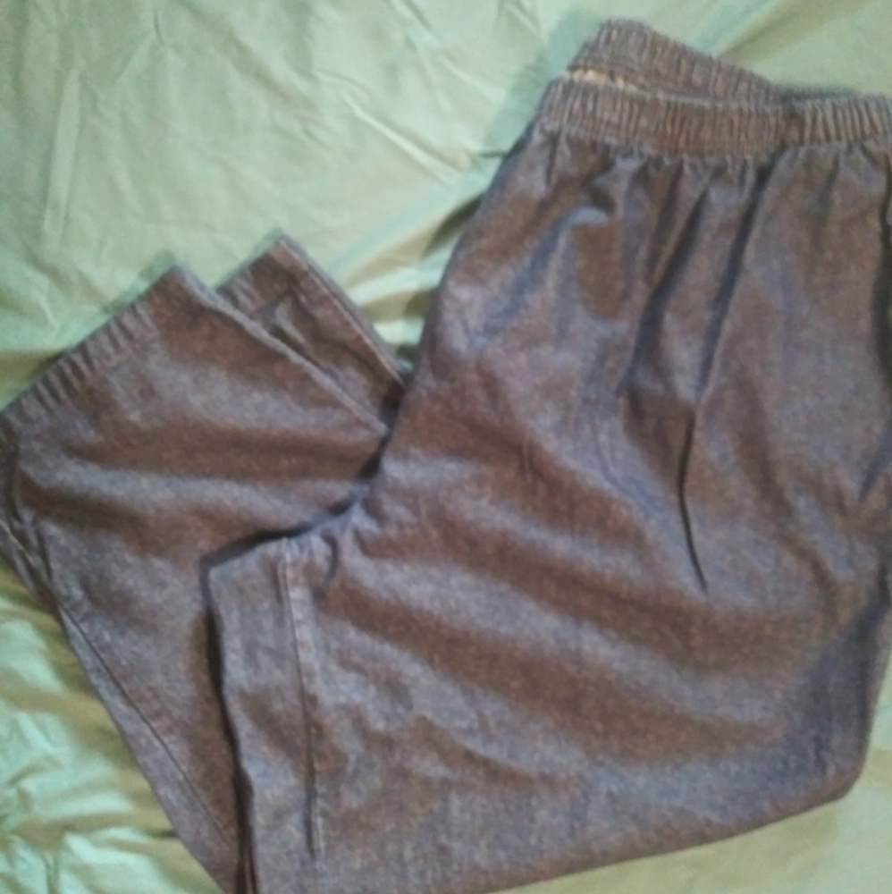 Woman Within cotton straight leg blue pants 32W